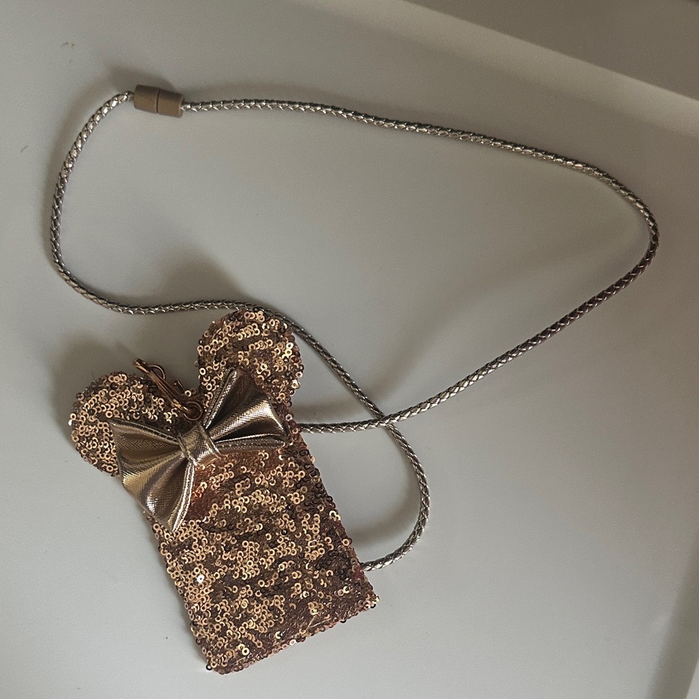 Disney Sequin land yard Bag with Bow Accent